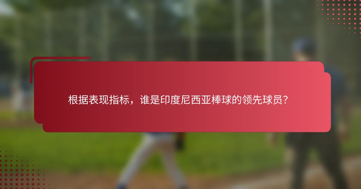 根据表现指标,谁是印度尼西亚棒球的领先球员?