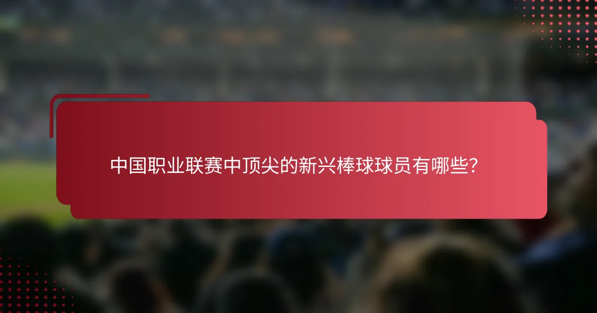 中国职业联赛中顶尖的新兴棒球球员有哪些？